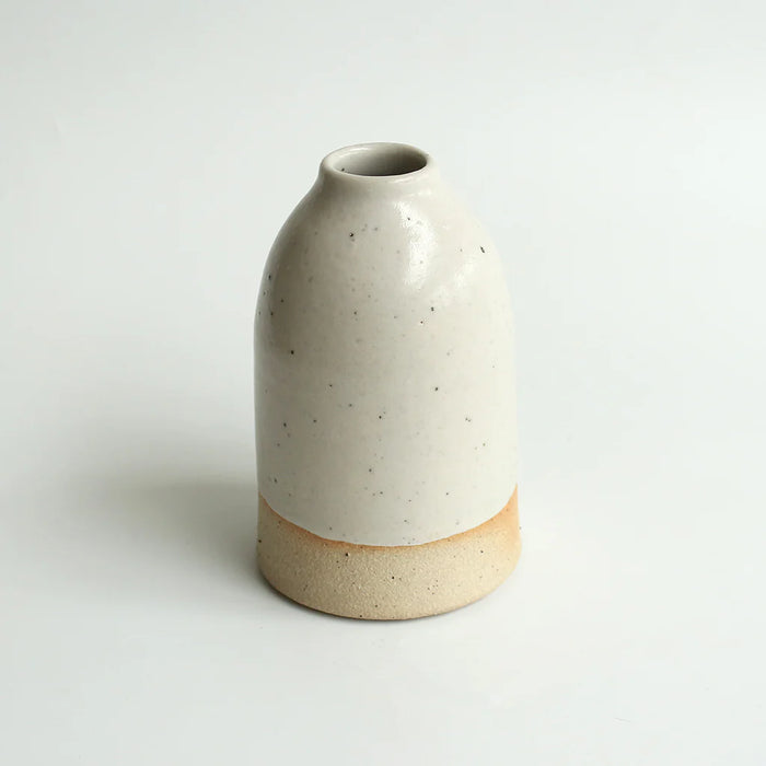 Off White Stoneware Bud Vase