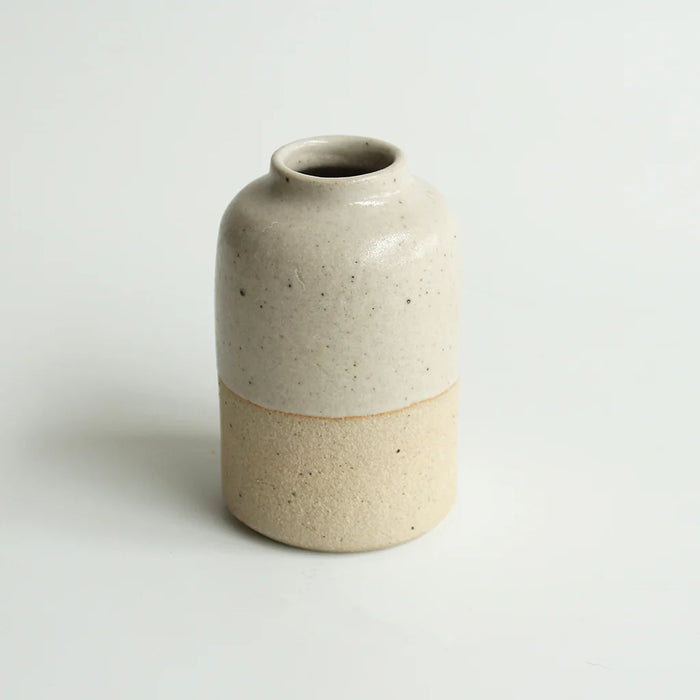 Off White Stoneware Bud Vase