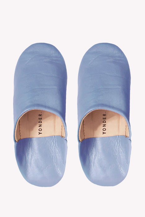 Leather Babouche Slippers -  Cornflower