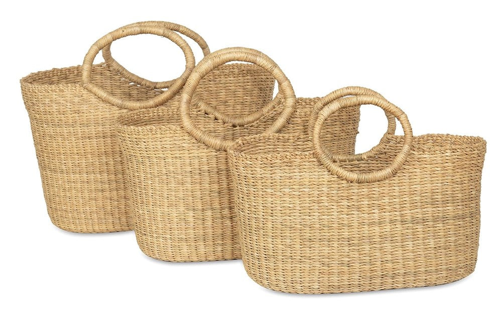 Medium Natural Woven Shopping Basket