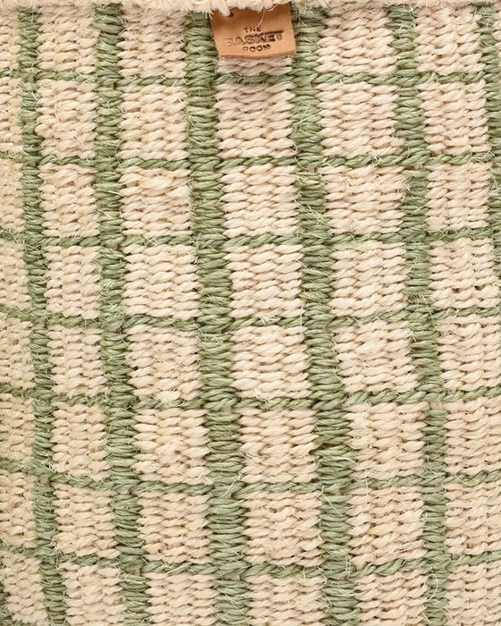 Green Check Woven Storage Basket