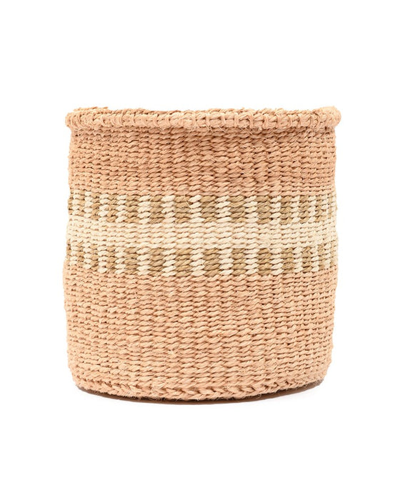 White Stripe Woven Storage Basket