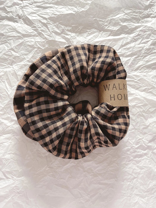 Rust Gingham Cotton Scrunchies - 2 Pack