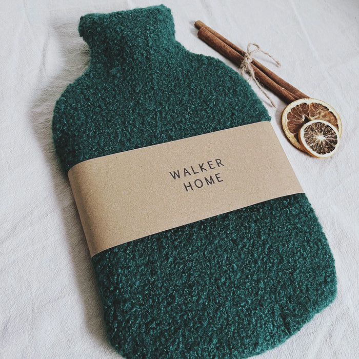 Forest Green Boucle Hot Water Bottle