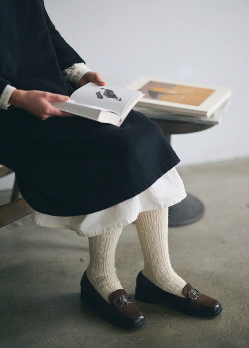 Natural Alpaca Cable Pattern Socks