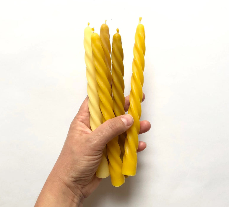 Twisted Tapered Beeswax Dinner Candle