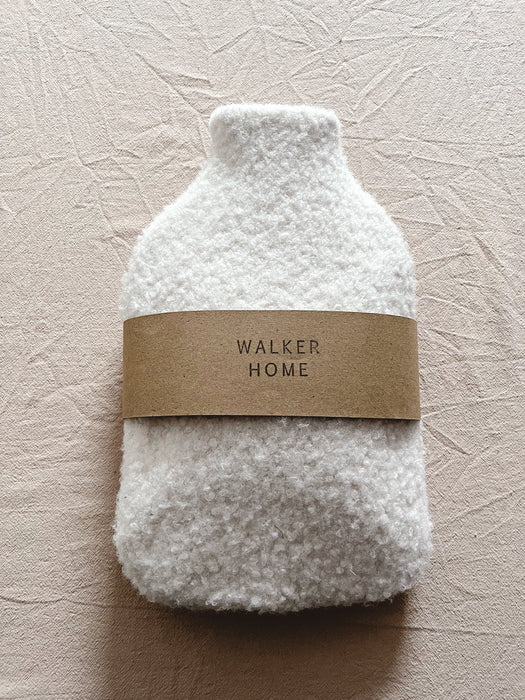 White Boucle Hot Water Bottle