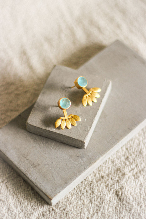 Aqua Chalcedony Stud Earrings