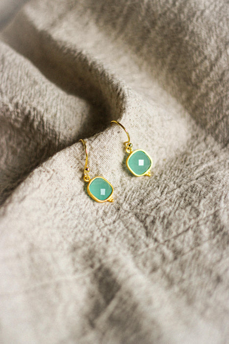 Aquamarine Square Drop Earrings