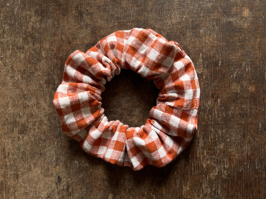 Cinnamon Gingham Linen Scrunchie - 2 Pack