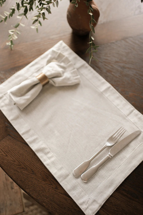 Charcoal Pinstripe Frill Napkins - Set of 4