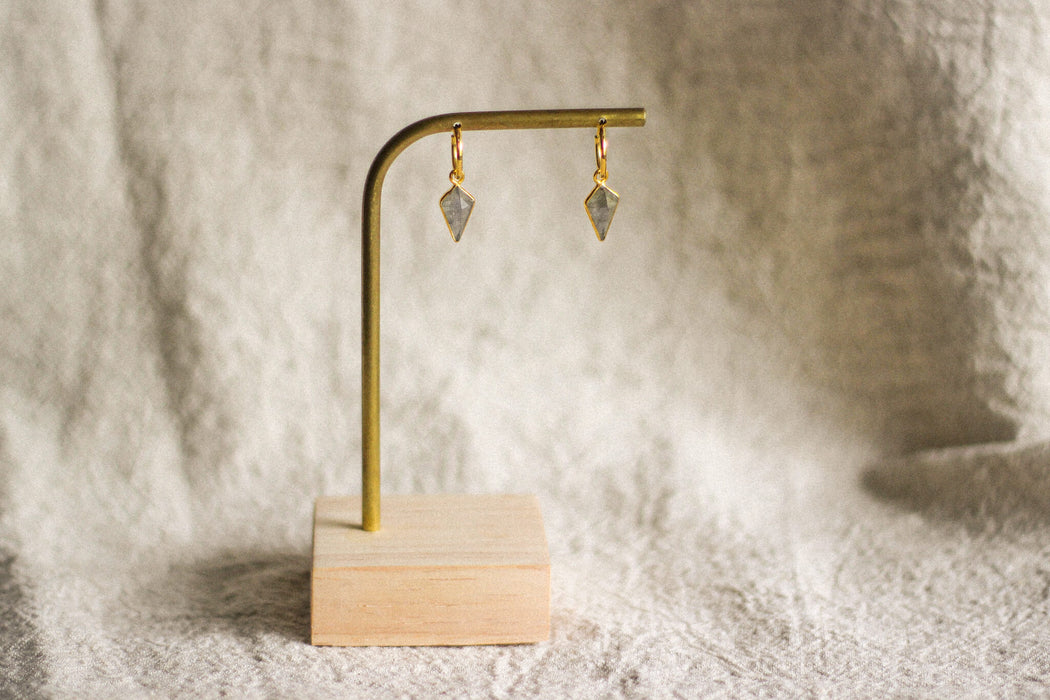 Gold Spike Stone Hoops