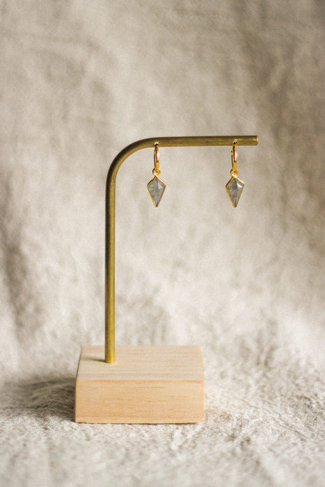 Gold Spike Stone Hoops