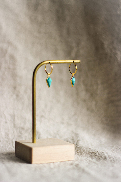 Gold Spike Stone Hoops