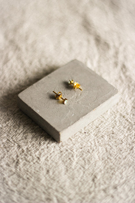 Gold Round Stone Studs