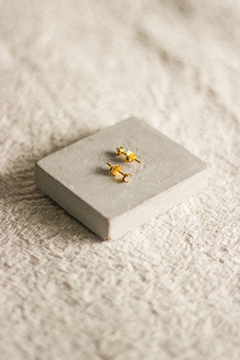 Gold Round Stone Studs