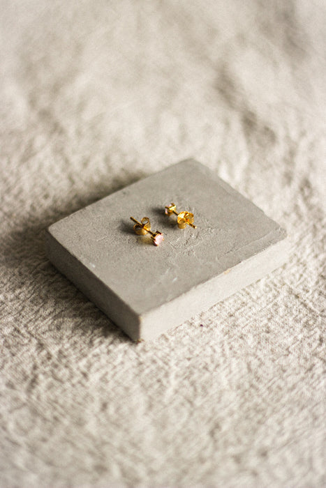 Gold Round Stone Studs