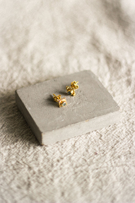 Gold Bobble Stone Studs