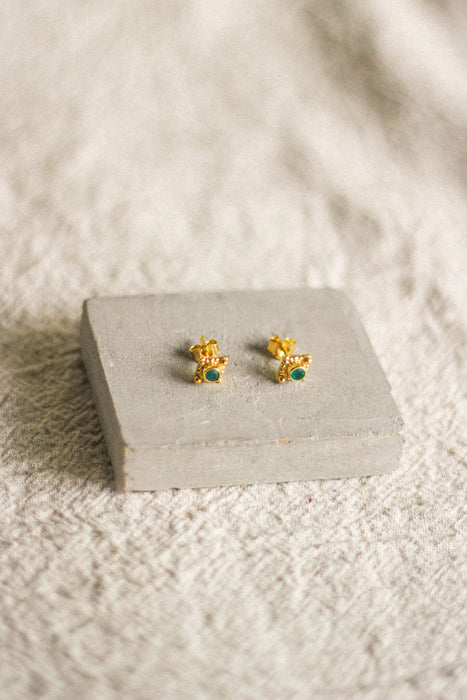 Gold Bobble Stone Studs