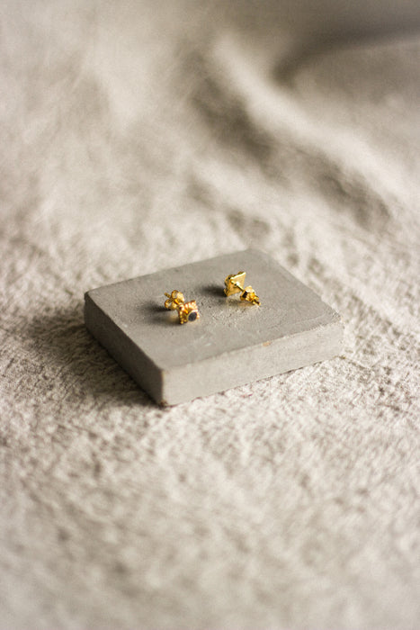 Gold Bobble Stone Studs