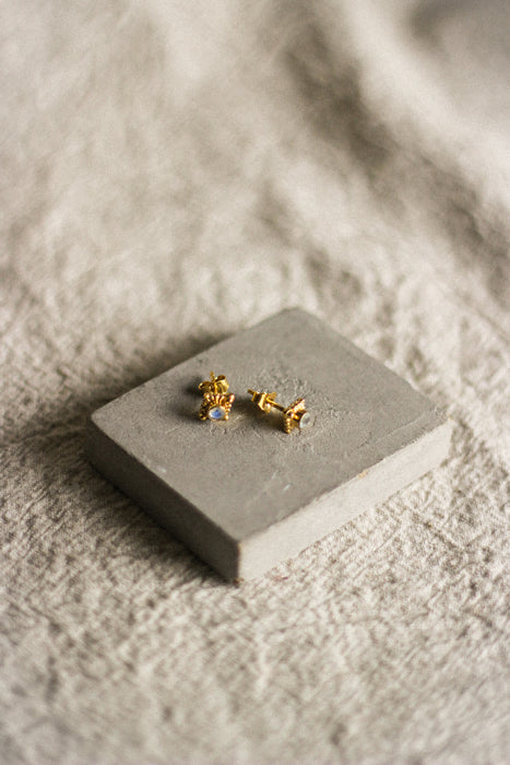 Gold Bobble Stone Studs