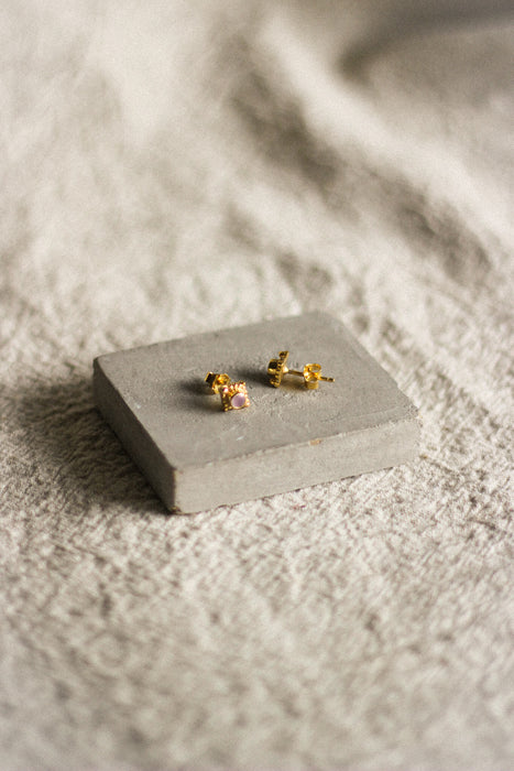 Gold Bobble Stone Studs