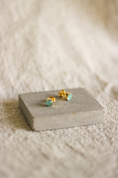 Gold Cushion Stone Studs