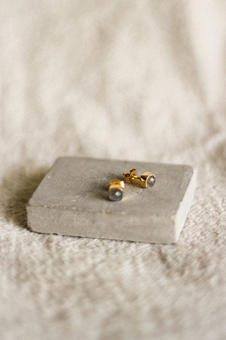 Gold Cushion Stone Studs