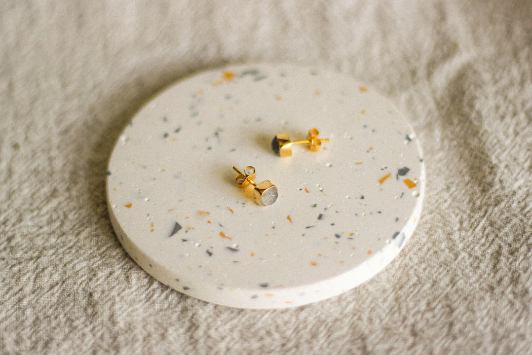 Gold Cushion Stone Studs