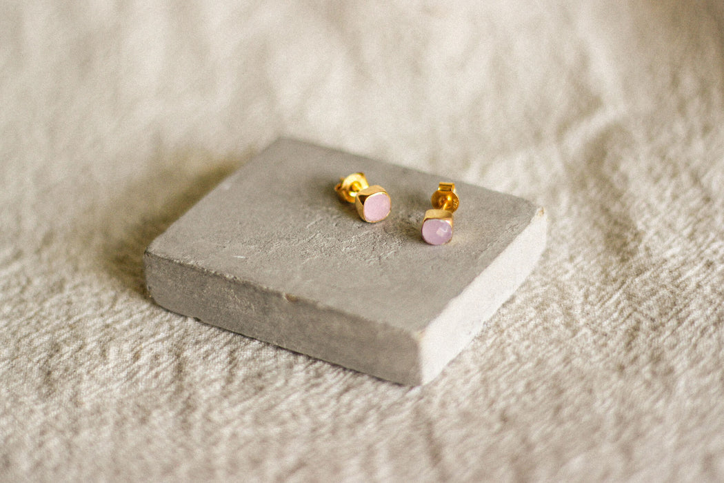 Gold Cushion Stone Studs