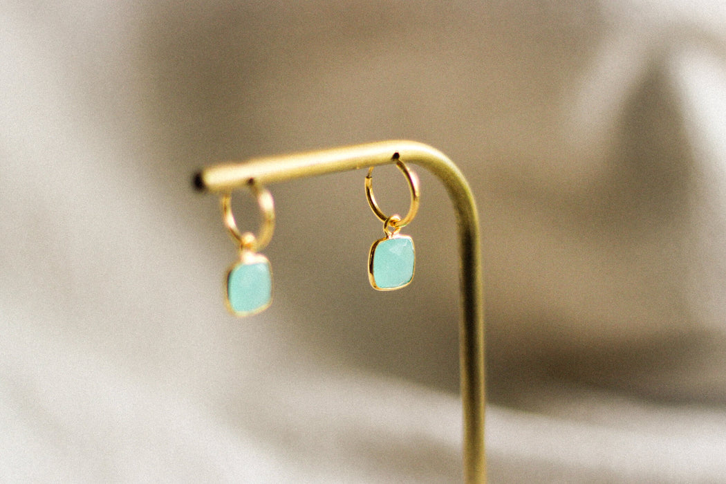 Gold Cushion Stone Hoops