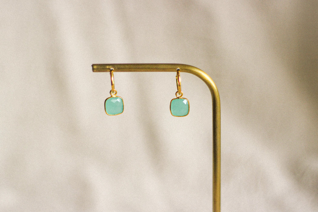 Gold Cushion Stone Hoops