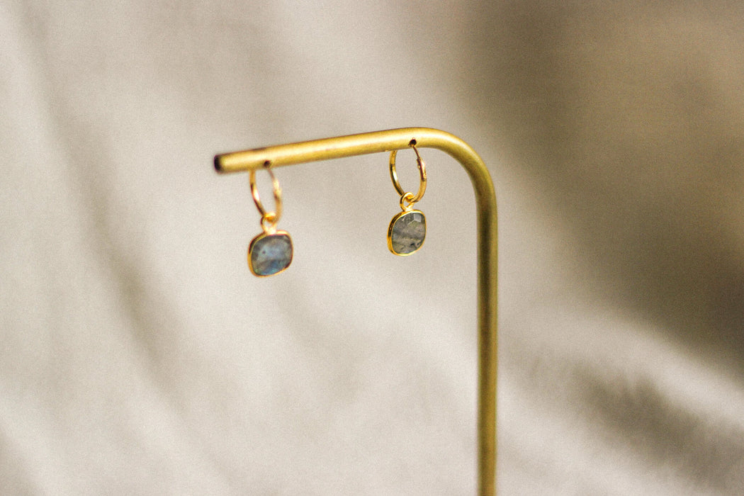 Gold Cushion Stone Hoops