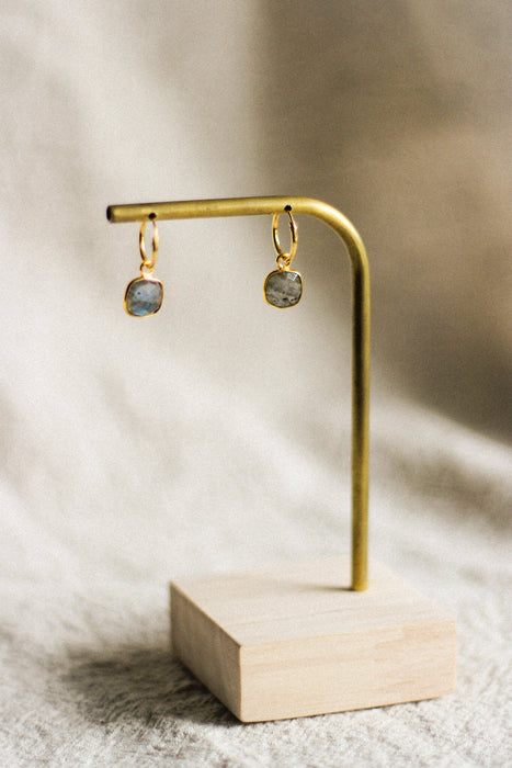 Gold Cushion Stone Hoops