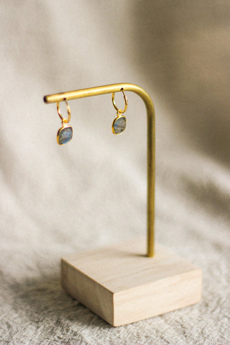 Gold Cushion Stone Hoops