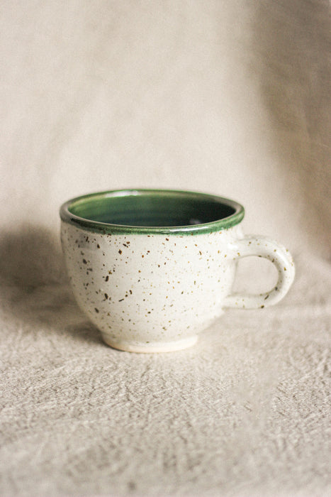 Green & Cream Speckle Glazed Handmade Mug