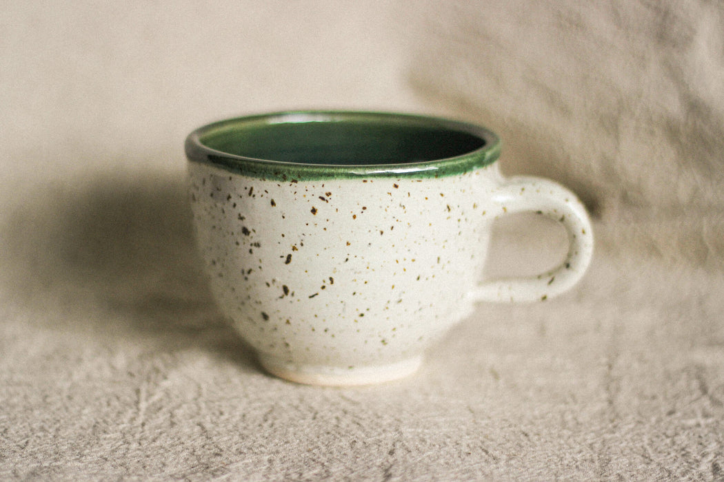 Green & Cream Speckle Glazed Handmade Mug