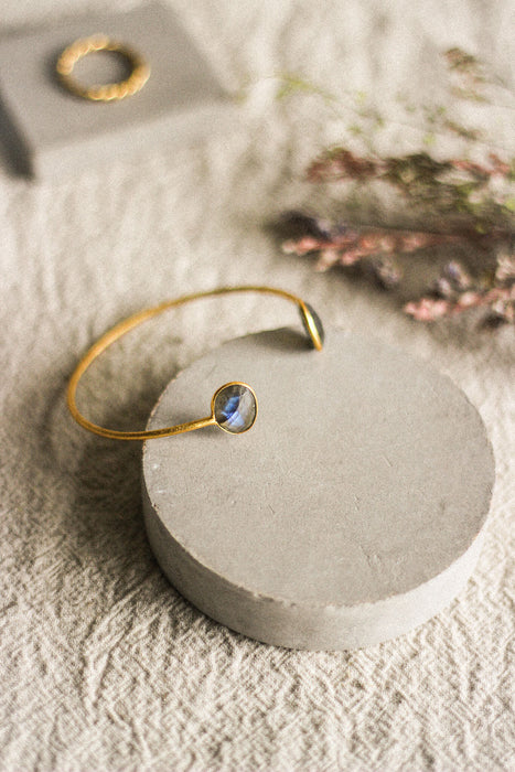 Gold Bangle with Semi-Precious Stones