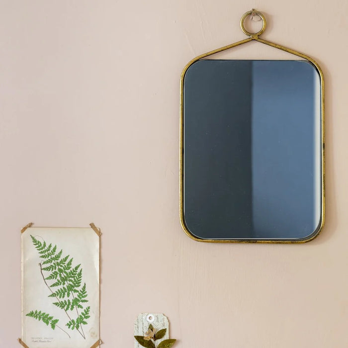 Simple Hanging Mirror Antique Brass