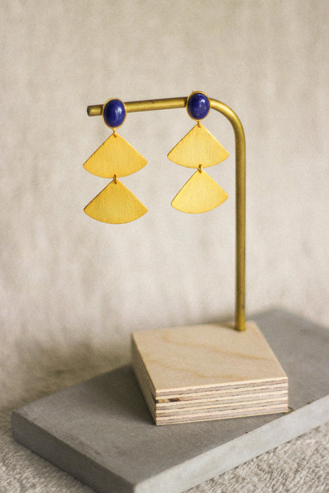 Lapis Fan Earrings