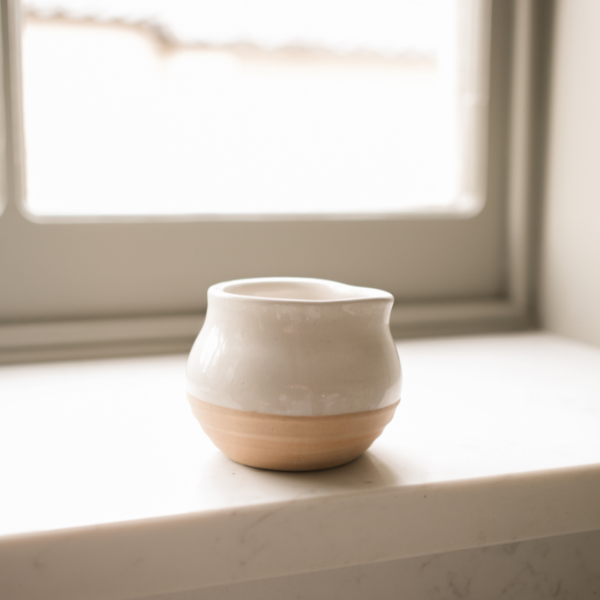 Milk White Stoneware Rounded Jug