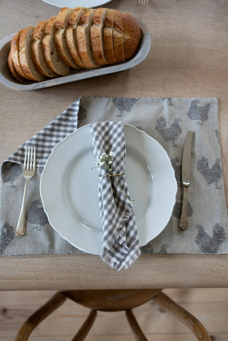 Ash Grey Gingham Napkins - Set of 4