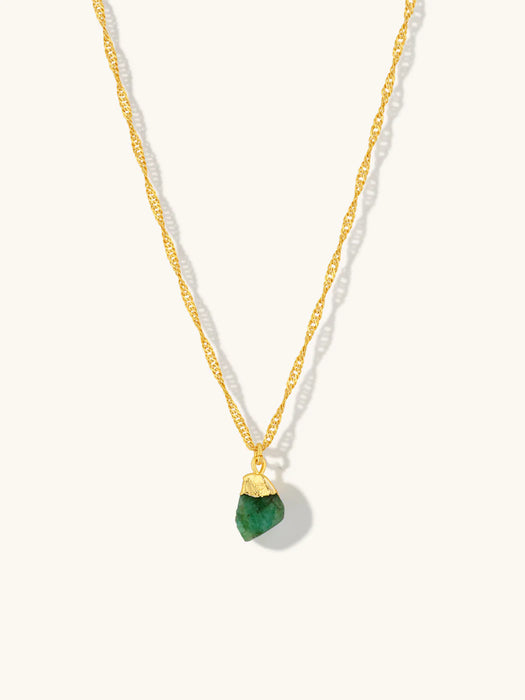 Gold Mohica Raw Emerald Necklace