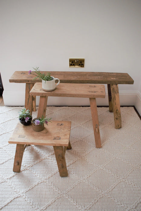 Small Recycled Teak Stool